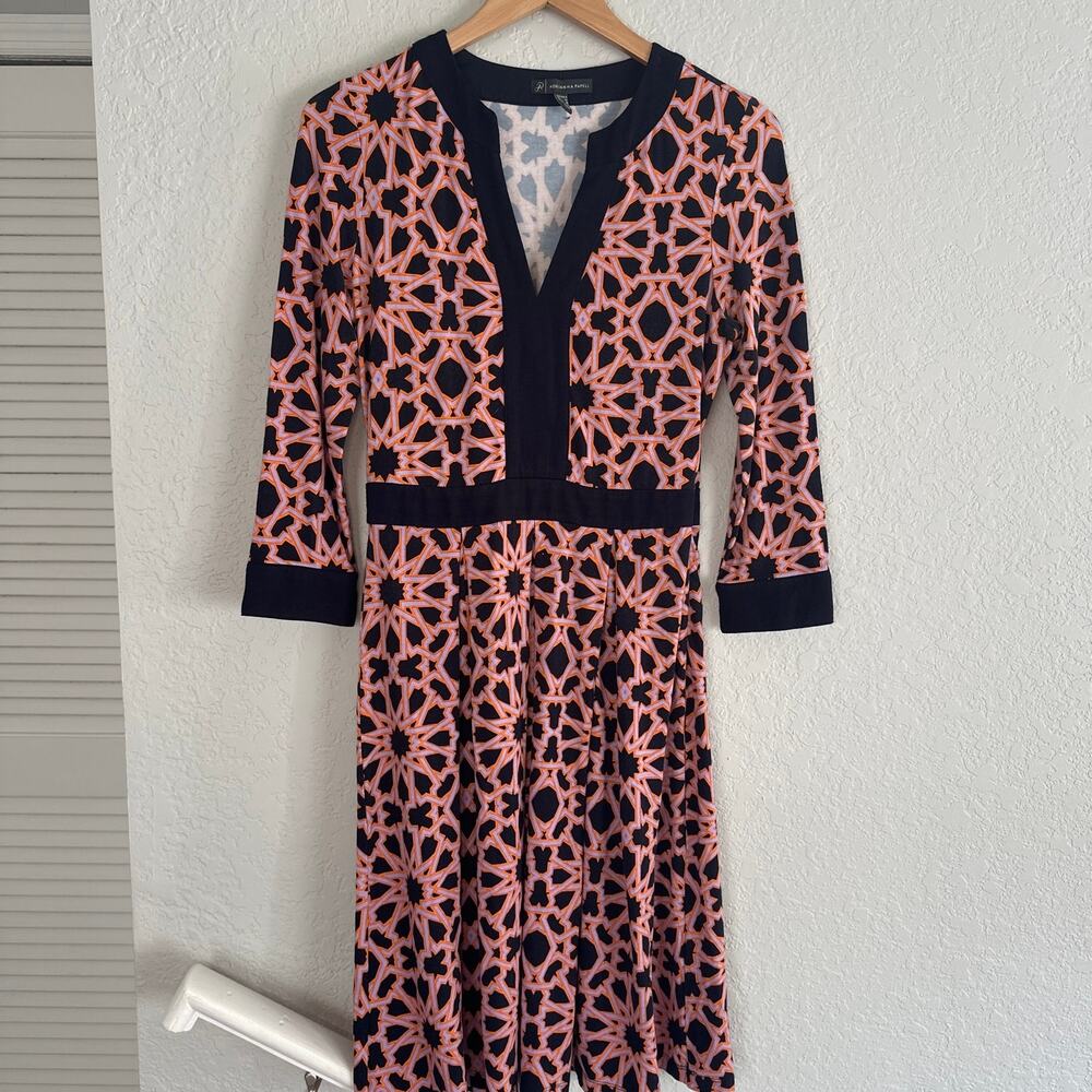 Adrianna Papell Blue Orange Geometric Dress Stretchy Office Flower Power 70s - Picture 8 of 8